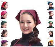韩版时尚女式单色厨房餐厅防油烟家务咖啡厅围裙三角形头巾帽子