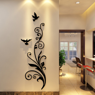 3d亚克力水晶立体墙贴创意，幸福鸟客厅，卧室玄关背景墙贴纸贴画
