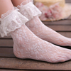 韩版日系薄公主复古网袜女中筒堆堆袜镂空提花洛丽塔蕾丝花边短袜