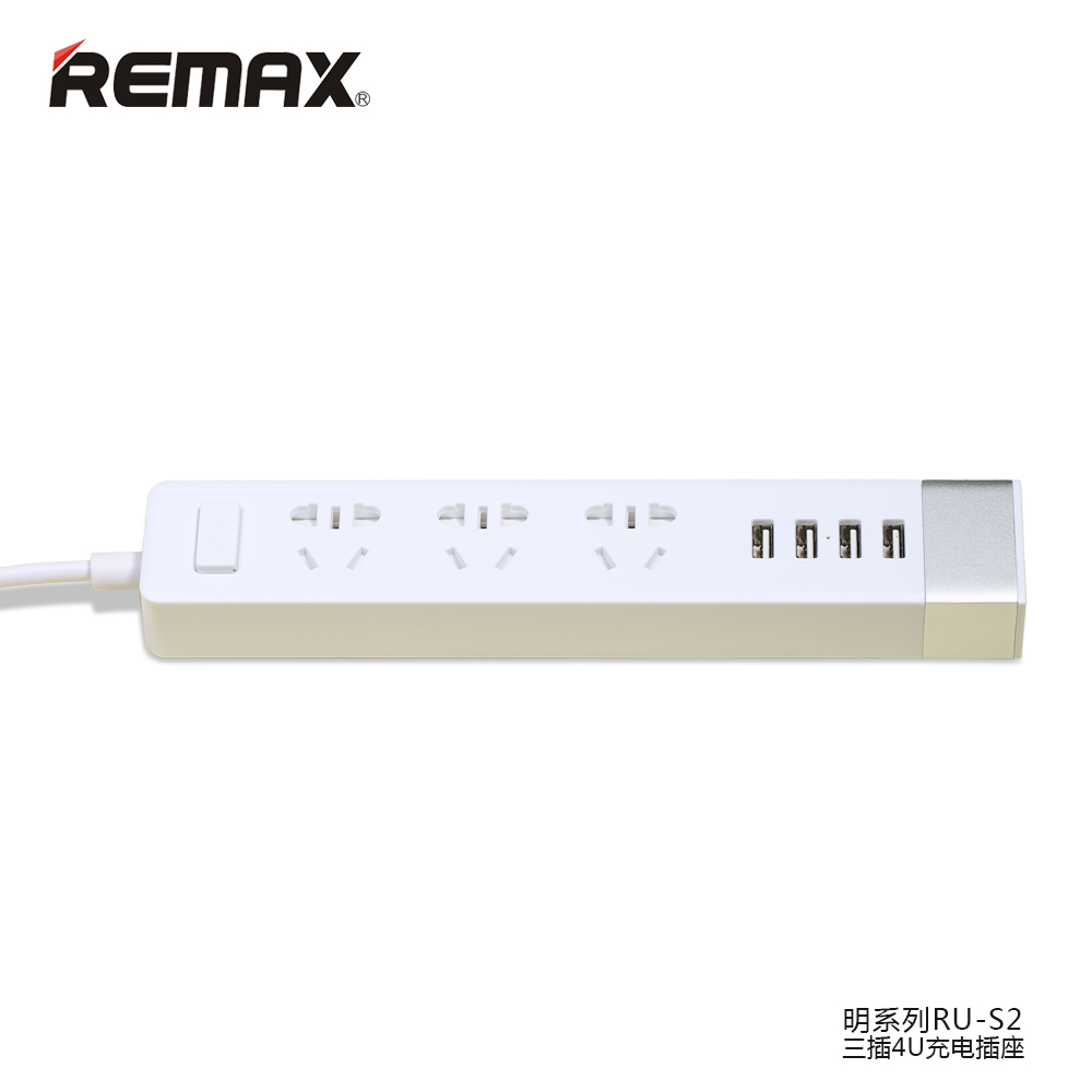 REMAX明系列排插USB充电器 2.1A电流平板手机通用 家用智能排插