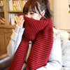红色毛线围巾女冬季韩国加长款女式围巾女士围巾针织围脖加厚保暖