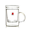 一屋窑耐热玻璃茶具带把马克杯，盖子便捷三件式办公杯玻璃花茶杯
