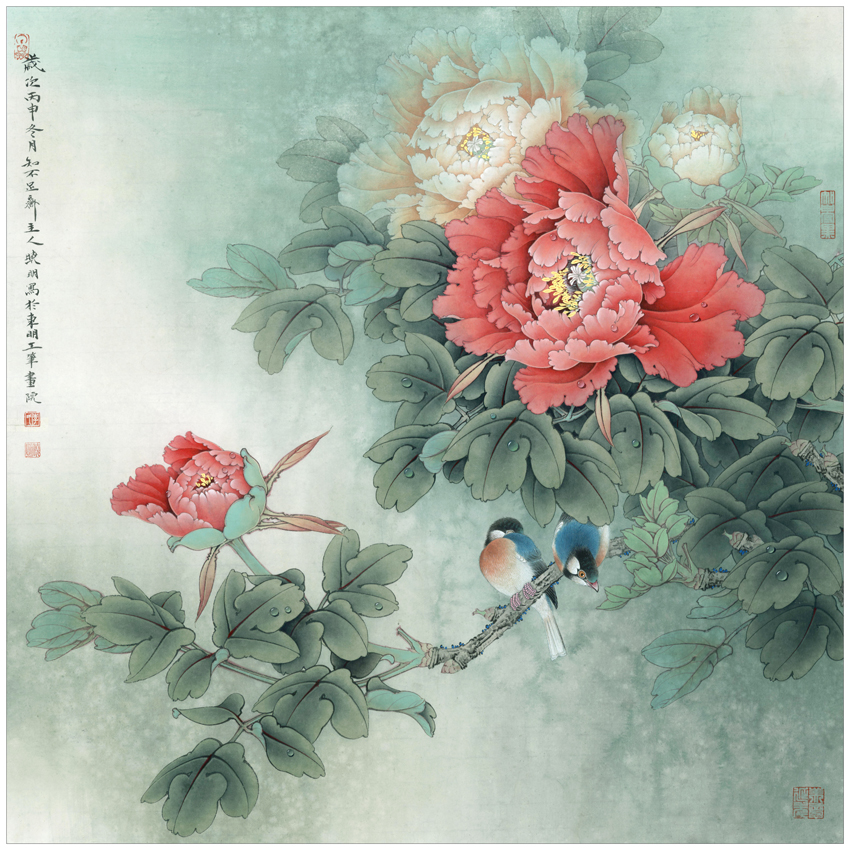 新中式国画花鸟画牡丹花开富贵装饰字画书画方形玄关餐厅书房挂画|ruв категории Домашний быт, декоративная живопись, китайская живопись - от Buy2taobao.com для оказания профессиональной услуги покупки агента Taobao