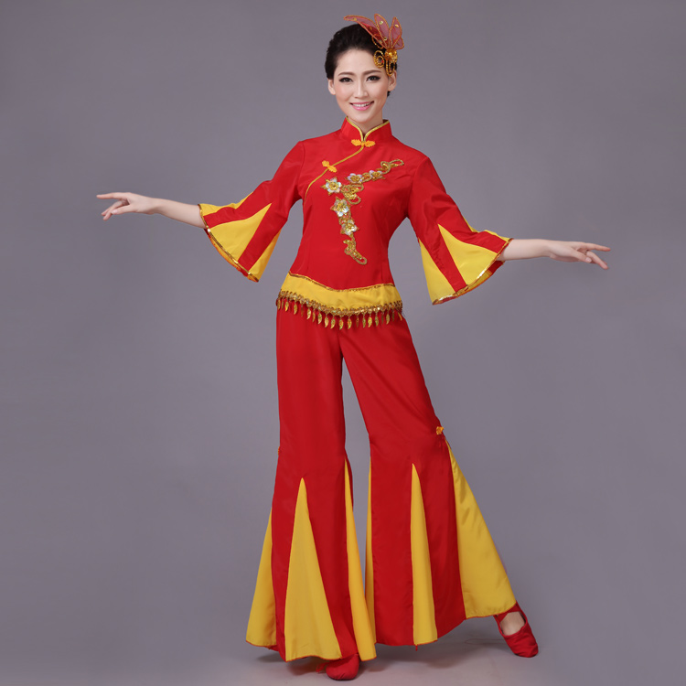 新年广场舞红色开门红民族风舞蹈表演服装现代舞台大秧歌服女冬季