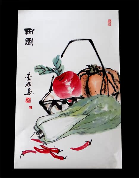 国画小品 花鸟画 蔬果 田园风光 书屋餐厅字画 手画真迹