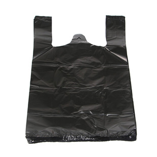 32手提背心式垃圾袋加厚黑色塑料袋马甲袋家用提手袋子50只