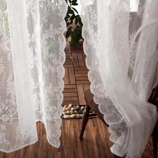 韩式田园蕾丝成品白纱窗帘，纱帘魔术贴客厅，阳台飘窗少女法式穿杆帘