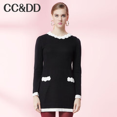 CCDD2014冬装专柜正品新款女装甜美淑女连衣裙修身中长款毛衣裙