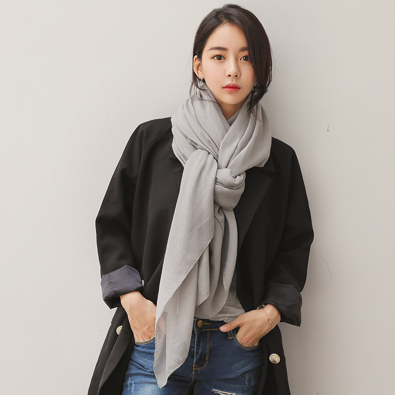 棉麻围巾女夏季薄防晒披肩两用韩版长款春秋百搭女士冬季纯色丝巾