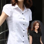 白色衬衫女春夏装短袖女士职业装衬衣工作服韩版工装大码修身女装