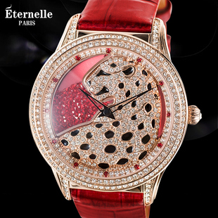 法国eternelle奥地利水晶手表，欧美豹纹石英腕表真皮时装表