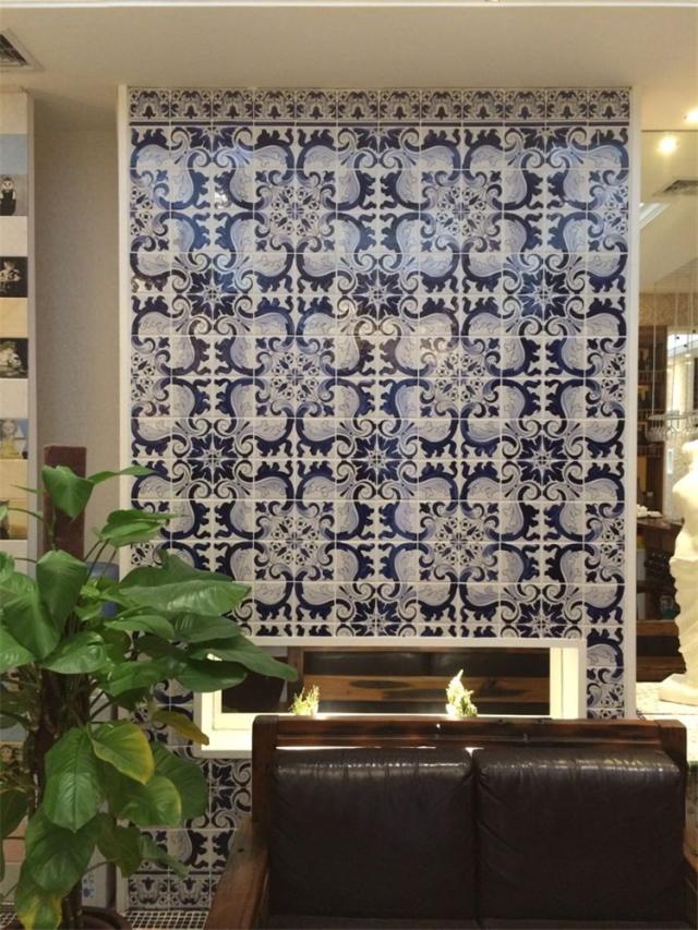 Bluish white Hand drawn tile Polish Tile mural style Brick painting Mediterranean Sea style balcony kitchen Aislein the Decoration main material , Ceramic tile , Tile decorative accessories , Motif category - from Buy2taobao.com to provide professional Taobao agent buy service