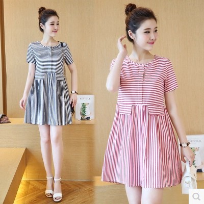 maternity dress Summer wear Dress Large Mid length version Short sleeved jacket stripe Women dress pure cotton T-shirt fashionin the Maternity/Maternal supplies/Nutrition , Maternity , Dress category - from Buy2taobao.com to provide professional Taobao agent buy service