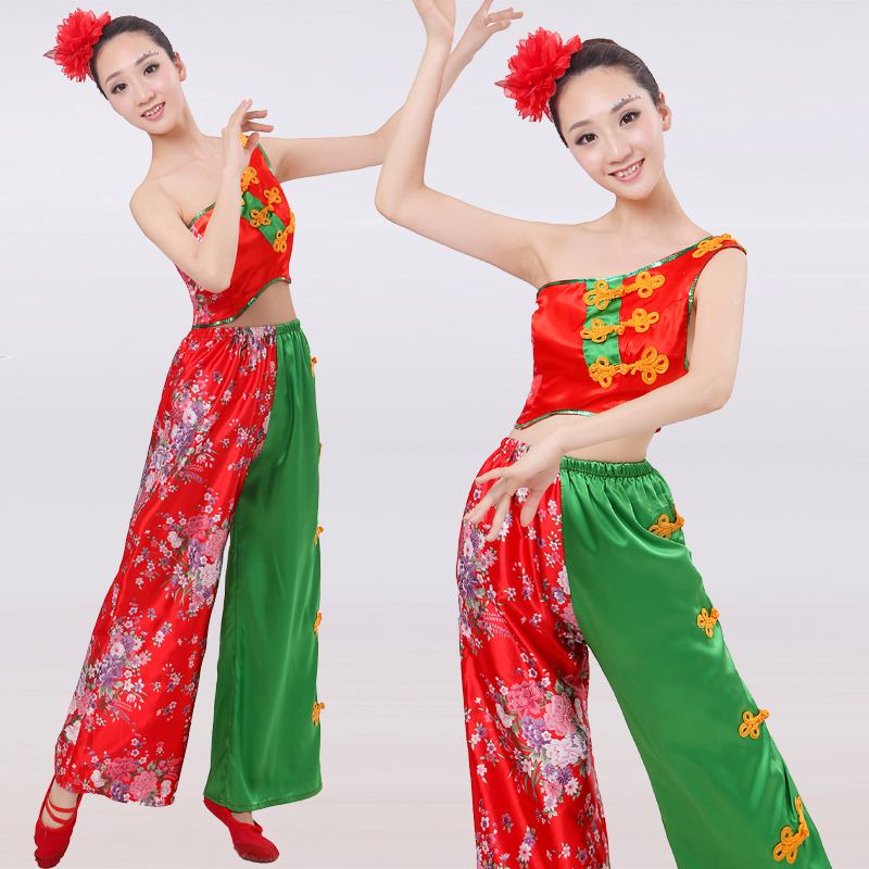 2015新款秧歌服夏民族演出服扇子舞蹈服腰鼓舞伴舞广场舞服装套装