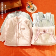 婴儿背带裤0一1岁男女，宝宝春秋纯棉婴幼儿童，韩版开裆两件保暖套装