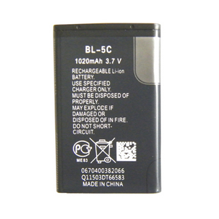 诺基亚bl-5c锂电池1020mah3.7v3.8wh手机，插卡音箱mp3电池通用型