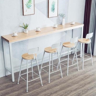 小户型桌子实木吧台桌椅长条桌咖啡水吧家用休闲欧式小桌实木店铺