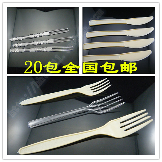 20包包郵 大小號壹次性叉塑料叉蛋糕刀叉西餐刀叉透明水果簽在類目 餐飲具, 餐具, 水果叉/水果籤中 - 來自Buy2taobao.com提供專業的淘寶代購服務