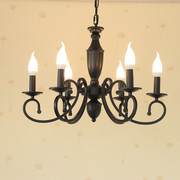 美式风客厅铁艺吊灯现代简约餐厅蜡烛灯复古卧室房间温馨法式灯具