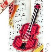 立体绣5D十字绣毛线绣客厅办公文具工艺品红色提琴书签F53