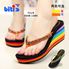 越南鞋平仙鞋bitis彩虹，底女拖鞋高跟坡跟，拖鞋夹脚沙滩鞋