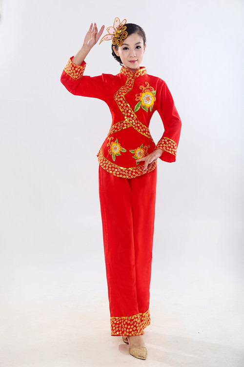 新款女演出服中老年舞动中国秧歌扇子腰鼓舞蹈民族广场舞秧歌服装