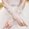 婚纱手套露指长款夏季蕾丝，花边韩式白色，新娘结婚手套