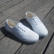 国途青岛环球白球鞋女小白鞋帆布男白网鞋系带白布鞋体操鞋