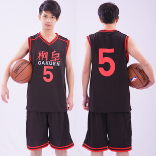 黑子的篮球桐皇学园，5号青峰大辉篮球服套装，篮球衣背心定制
