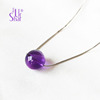 天然紫水晶/纯银项链/转运珠/全长45cm+4延长链/半透明深紫色宝石