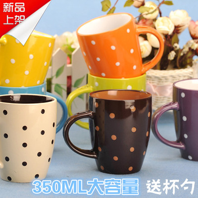 标题优化:350ML大号男女可爱办公随手咖啡牛奶早餐茶杯陶瓷马克水杯子带勺