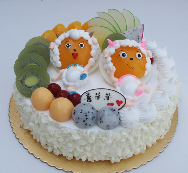 杭州蛋糕/订做创意水果生日蛋糕 配送速递到家 喜羊羊美羊羊