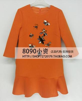 上下架计划:专柜正品代购2014新女秋款钉珠圆领荷叶边连衣裙1143082590现货