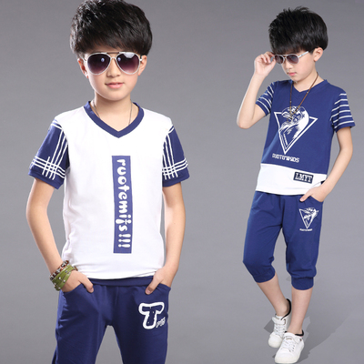 童装儿童夏装2016新款韩版男童短袖套装中大童宝宝纯棉T恤两件套