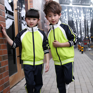 男女童春秋季校服，外套装幼儿园服运动会荧光，绿色班服外套学生校服