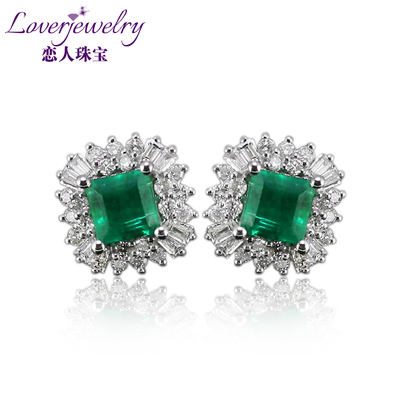2 4 Carat Natural Emerald Earrings 18 K White Gold Diamond 2 4 Carat Natural Emerald Earrings 18 K White Gold Diamond Eardrop 120 Points Jewelry Inlaid Custom