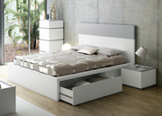 定制一体简约板式床单双人床，高箱床储物床收纳床，18米北欧烤漆床
