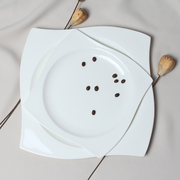 纯白创意西式异形四方形骨质瓷西餐盘牛排盘碗盘碟西餐餐具套装