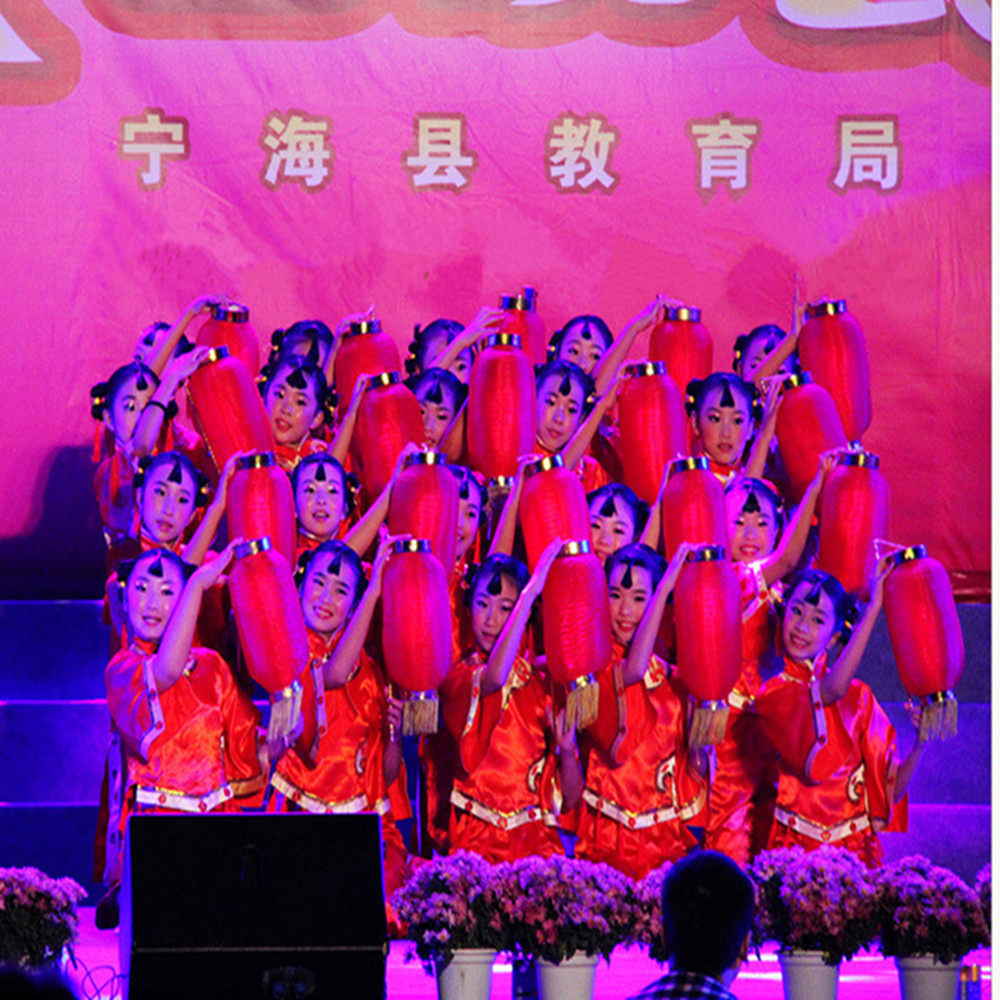 儿童红灯笼喜庆开场舞蹈服张灯结彩秧歌服中国红表演服女童秋冬款