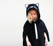 flannel㊣手作特别豪华黑猫，装扮绒面棉布，连帽童装披风斗篷
