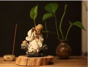 台湾铁丸石石雕(石石雕)摆件，如茶的午后小沙弥，茶宠石愿一角禅小和尚小天使