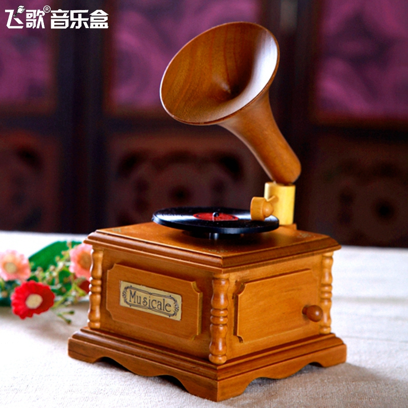 复古留声机音乐盒古典唱片机八音盒创意生日礼物送男女生女友闺蜜|msdalam kategori Aksesori rumah, barang-barang hiasan, Box muzik - dari Buy2taobao.com untuk memberikan perkhidmatan ejen Taobao profesional membeli