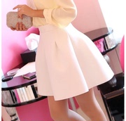 2024女装韩版半身裙，伞裙高腰蓬蓬裙太空棉，白色短裙a字裙