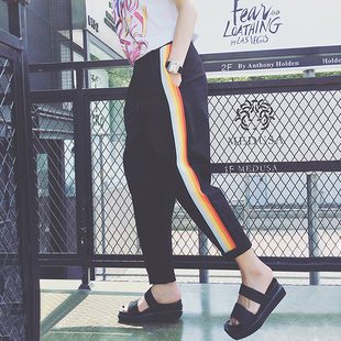 韩版裤子女潮 学生韩bf宽松