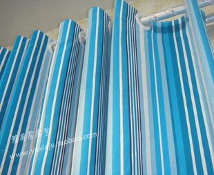 地中海风格蓝白条纹窗帘/挂帘/半帘/桌布沙发套靠垫