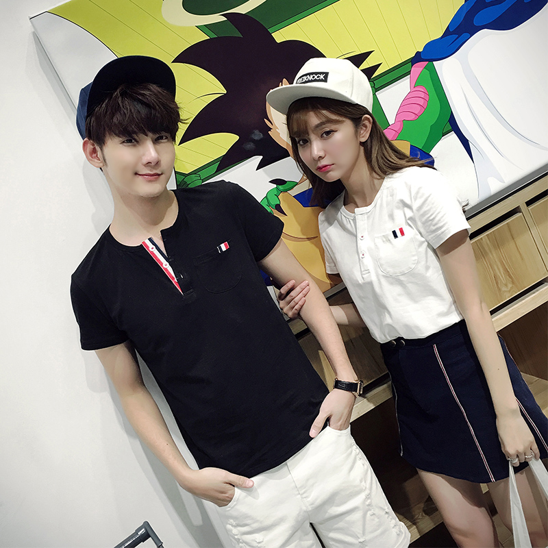 夏装日系复古衬衫原宿情侣T恤短袖tee港式男士