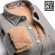 玛兰西卡冬季男士保暖衬衫，纯棉灯芯绒商务，加絨加厚长袖衬衣潮