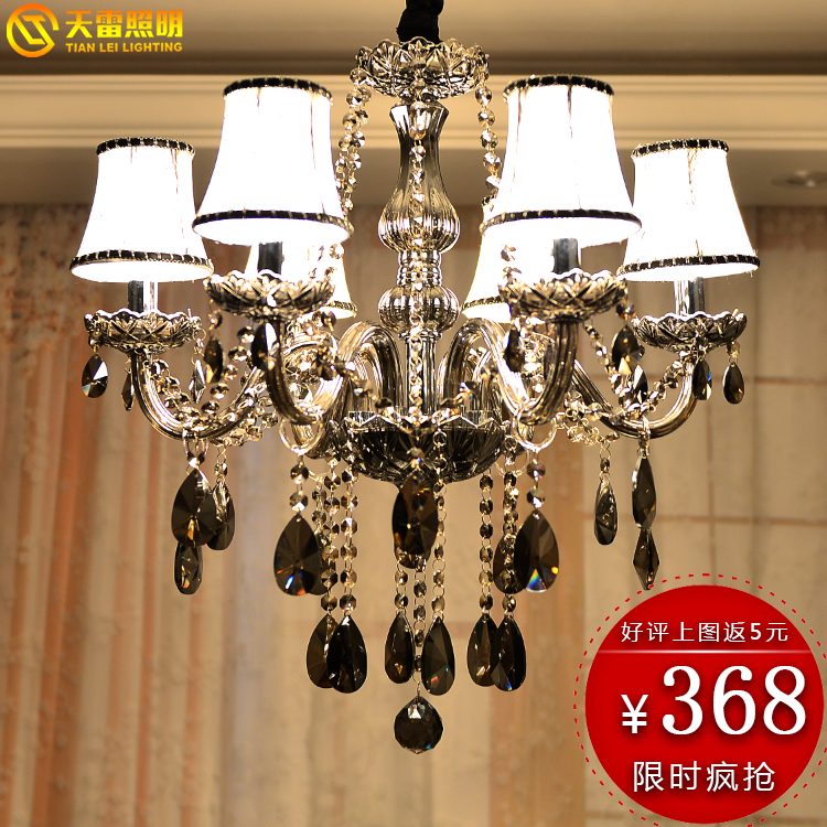 正品打折欧式客厅餐厅水晶吊灯烟灰色蜡烛水晶灯具