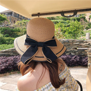 草帽女夏天百搭遮阳帽防晒帽，太阳帽出游度假海边大沿帽可折叠凉帽