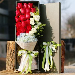 进口红玫瑰花束礼盒，北京同城鲜花速递配送上海广州深圳玫瑰花